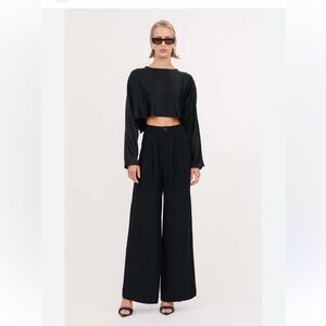 NONchalant Black Satin Crop Top